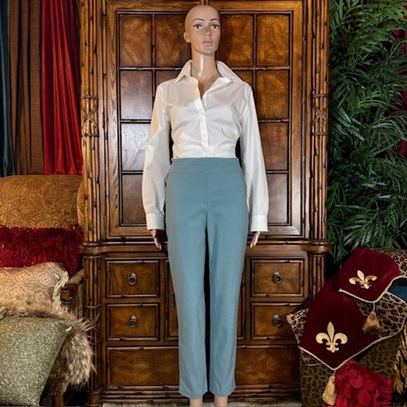 Marla Wynne Slate Blue Stretch Twill Flatterfit Ankle Pant - Picture 3 of 8